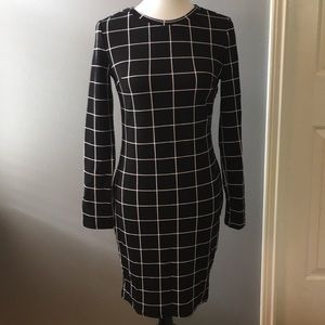 Black & White Plaid Very Fitted Body Con Dress